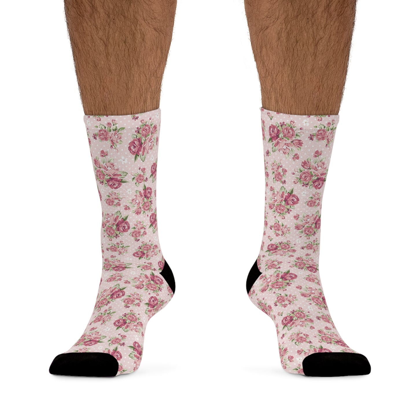 Black Pink Floral Women Socks