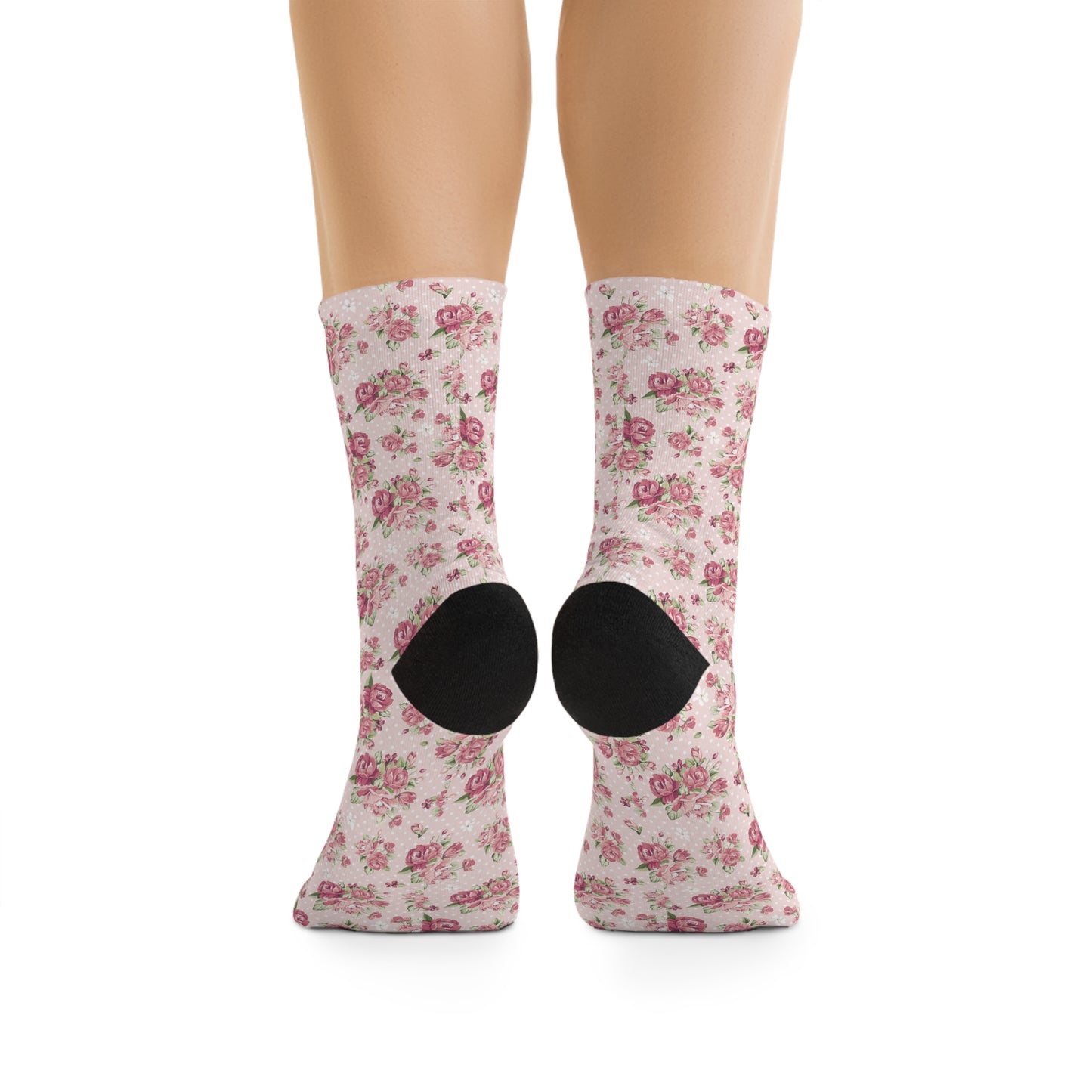 Black Pink Floral Women Socks