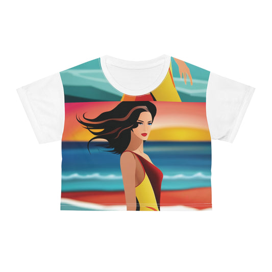 Spectacular Beach Patterned Crop Tee