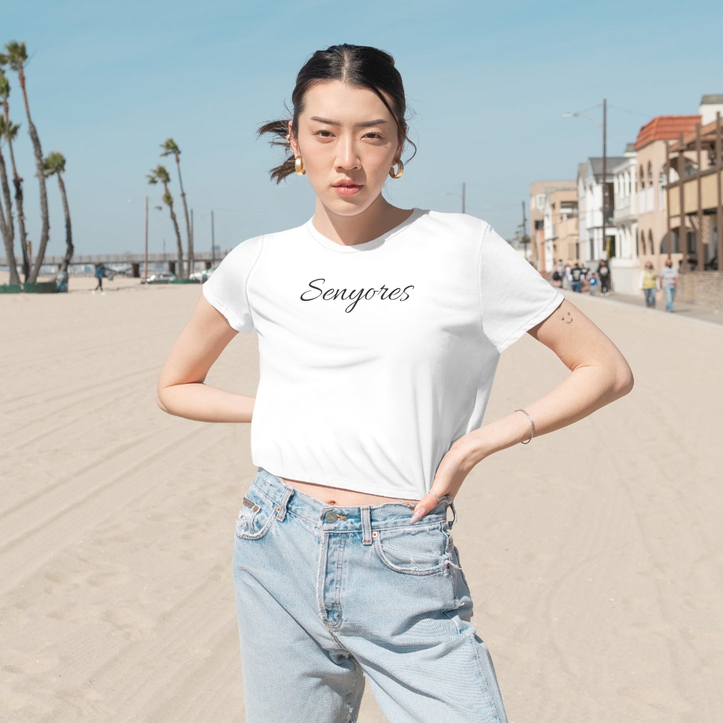 Simply White Flowy Cropped Tee